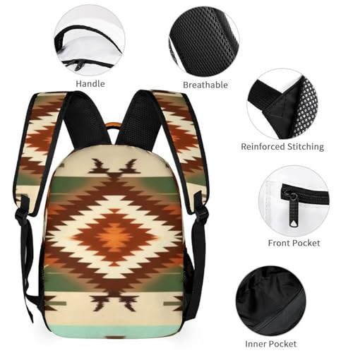 Backpack with Lunch Box & Cosmetic Bag Set Ethnic Geometric Pattern Mexican Tribal (1) Bookbag Daypack Set Backpack with Lunch Bag Storage Bags3
