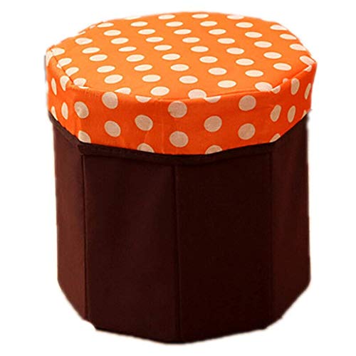 Tabouret de rangement orange : pouf coffre repose-pieds pliant - 2