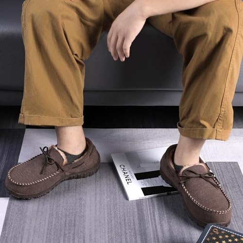 Image of MIXIN Mens Slippers Indoor Outdoor Memory Foam House Shoes Anti-Slip Moccasins Slippers for Men