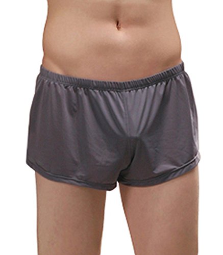 Eternal Berry Men's Ice Silk Fashion Ultra-Thin Boxer Briefs Underwear Trunk Gray M