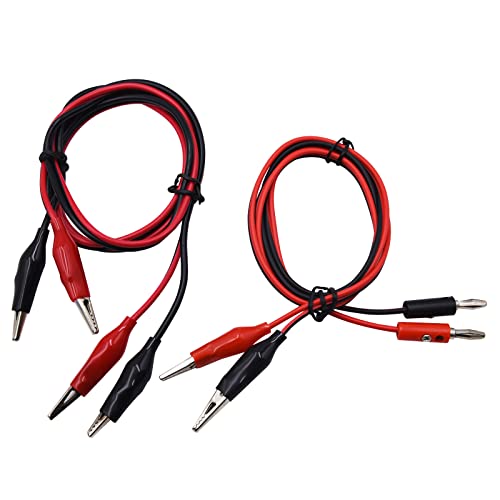 Image of Blomiky 1M 1 Red and 1 Black 2 Wire Alligator Clips to Allligator Clips and 1 Red and 1 Black 2 Wire Alligator Clip Plug to 4mm Banana Plug Alligactor Clip Cable