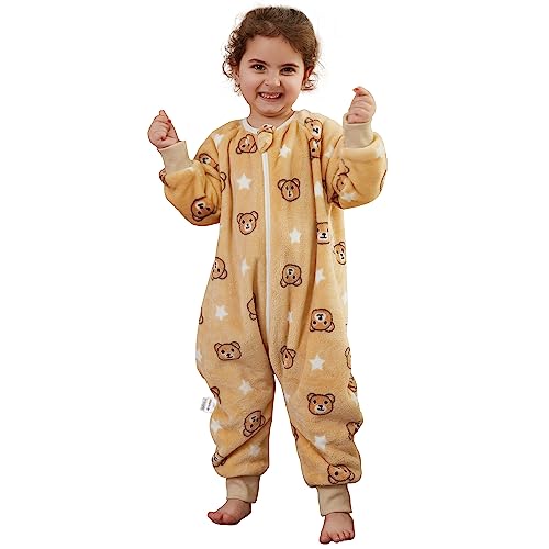 Image of MICHLEY Baby Sleeping Bag Sack with Legs Long Sleeve Wearable Pajamas | wearable blanket toddler baby, 9 Months-6T, Animal Designs, Flannel, Machine Wash