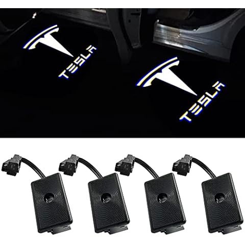 EastFly Never Fade Tesla Model 3/S/X/Y Puddle Lights Logo Projector Door Courtesy Step Light Accessories Led Ghost Shadow Lights (2. Emblem with Letter 4PCS) Cover