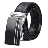 flintronic Cinturón Cuero Hombre, Cinturones Piel con Hebilla Automática, Sencillo y Clásico Perfecto Regalo-130CM