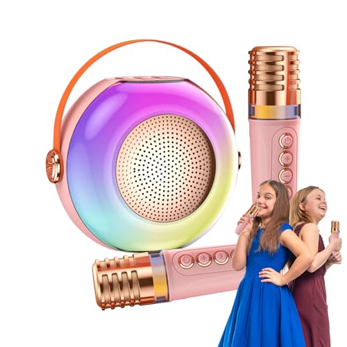 Karaoke - Caja de sonido con 2 micrófonos, máquina portátil con luces, para cumpleaños, fiestas familiares y celebraciones de fin de semana