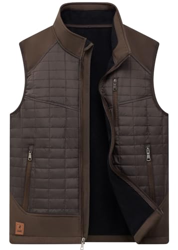 Vcansion Men's Lightweight Fleece Lined Puffer Vest Softshell Outerwear Sleeveless Jacket for Hiking Travel Golf