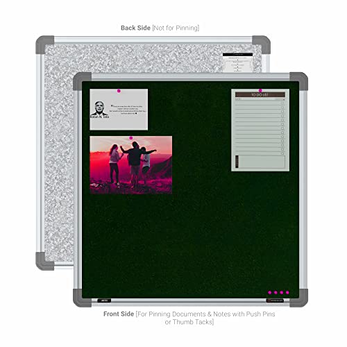 Image of Scholar Art Metis 2x2 Feet Fabric Pin-up Display Board for Wall & Study Table | High Strength Velvet Cloth + High Density Soft Board for Pinning Photos, Sticky Notes & Reminders (Dark Green)