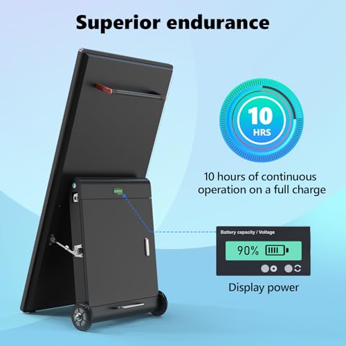 Image of 43 inch Outdoor Digital Signage Display, FHD 1800Nit LCD Screen, IP55 Waterproof, Rechargeable 10h Battery, USB /WiFi Portable Movable Display Kiosk, Split Screen Playback, Auto-Brightness, Android OS