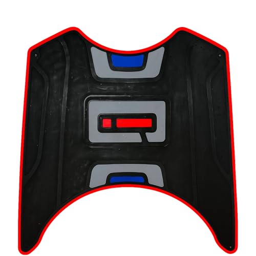 Image of DEEPON Scooter Floor Mat | TVS iQube Electric Scooter | Red Blue Custom Fit | Anti-Slip Waterproof Rubber Mat for Footboard Protection | All Weather Compatible