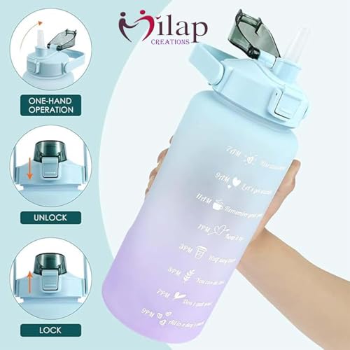 Image of 3-in-1 Motivational Water Bottle Set - 2L, 700ml, 280ml Leakproof BPA-Free Bottles - Airtight Drinking Sippers for Gym, Fitness & Outdoor Use (Multicolor)