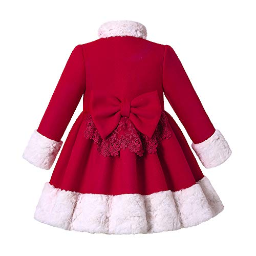 Pettigirl Girls Elegant Winter Christmas Fashion Faux Fur Collar Red Overcoat Outfit Kids Stylish Holiday Party Coat2