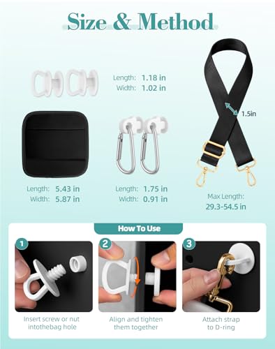 Image of Bag Strap Crossbody Charms for Bogg Bag Accessories - Shoulder Strap Neoprene Luggage Handle Wrap for Suitcase & 2 Key Holders Black