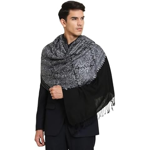 Zamour Black Woollen Embroidered Shawl Cover