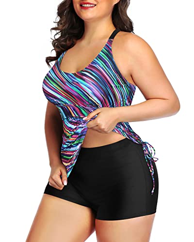 Yonique Women Plus Size Tankini with Shorts Two Piece Bathing Suits Athletic Swimsuits Tummy Control Swimwear2