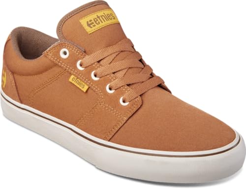 Image of Etnies Barge LS - Classic Skate Look, Slim Vulcanized Silhoutte, Hefty Armored Collar, Reinforced Vulc - Brown /Gold /Yellow - 6