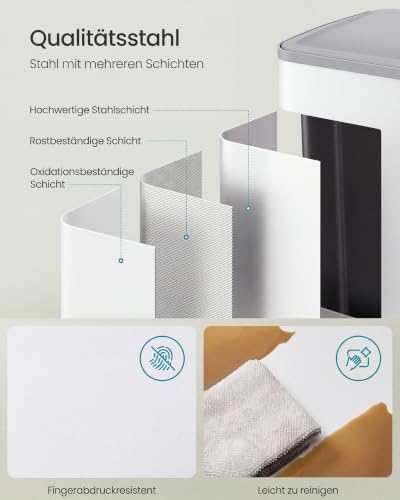 SONGMICS Mülleimer Küche, 2 x 30 Liter, 2 Fächer, mit Softclose-Deckel – Ansicht 7