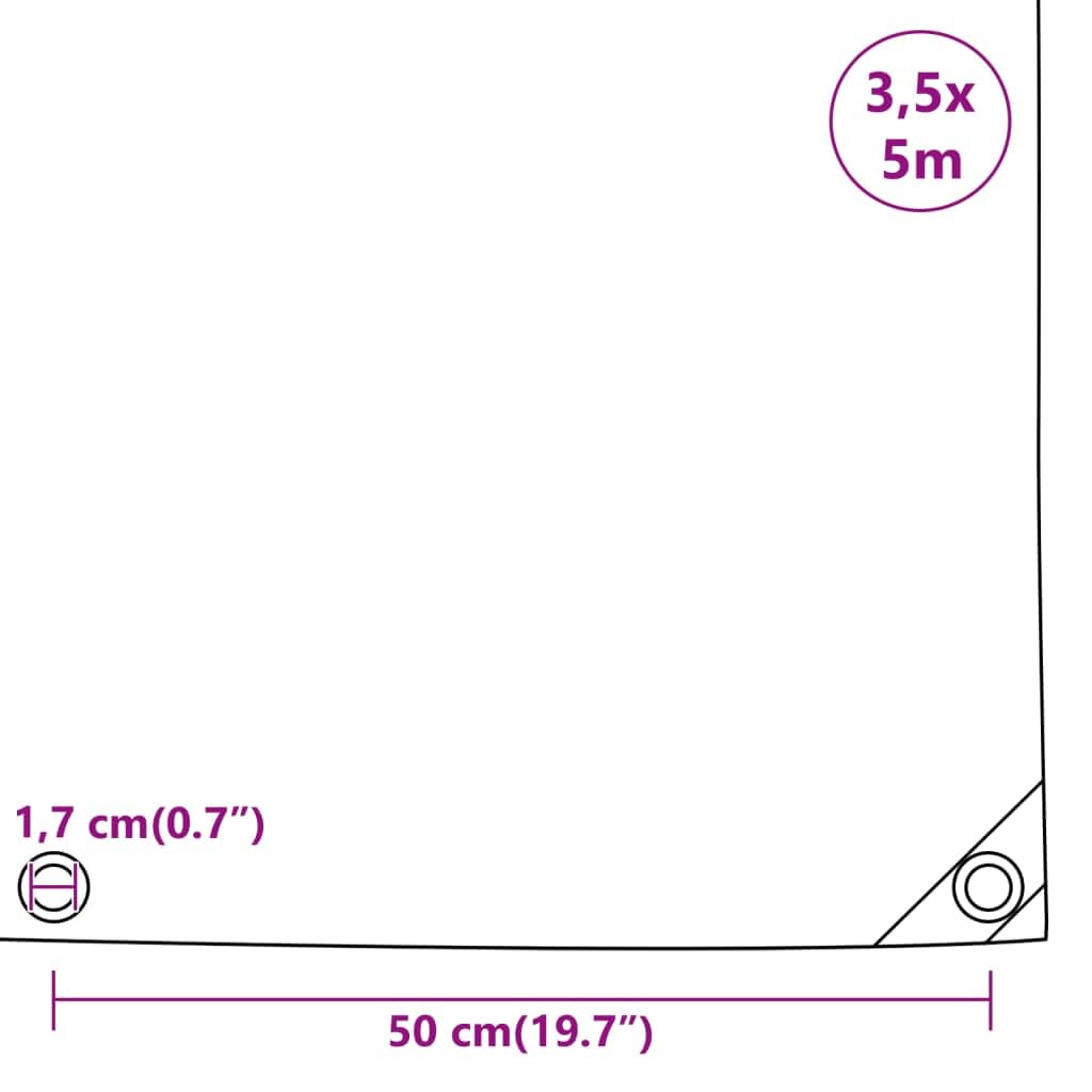 Telone di copertura, 650 g/m², con rivestimento in PVC, 3,5 x 5 m, nero, antistrappo, impermeabile, con occhielli in metallo, per giardino, cantiere, auto, rimorchio, terrazza, protezione da