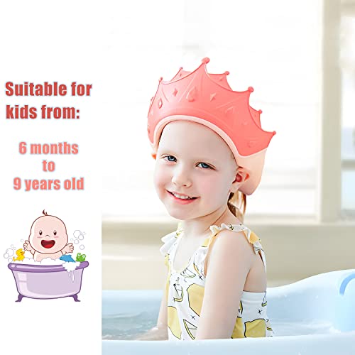 Baby Shower Cap Shield, Shower Cap For Kids, Visor Hat For Eye And Ear Protection For 0-9 Years Old Children, Baby Hair Washing Guard, Baby Bath Hat Cute Crown Shape Makes The Baby Bath More Fun #TOP2