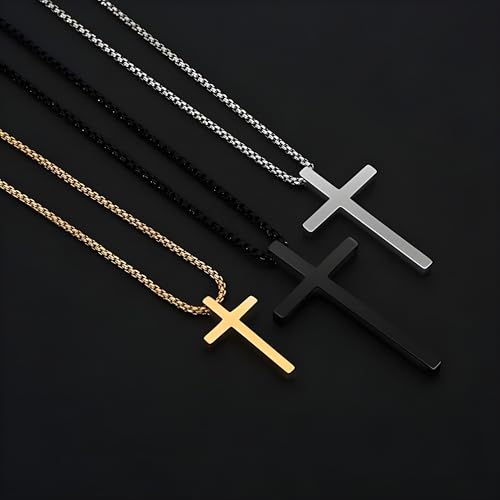 Image of Moon Bucks - Pendant for Boys Silver Pendants For Mens | Stainless Steel Lord Prayer Cross Pendant Necklace Chain for Men | Birthday Gift for Boys | Locket for man and boys | Chain For Men - Christmas Gift