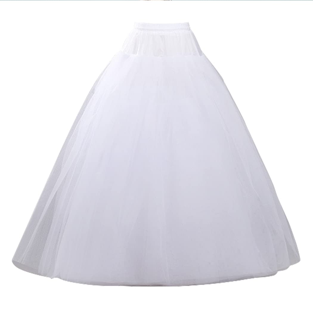 Petticoats for Women Hoopless Petticoat Crinoline Skirt 4 Layers Floor Length Ball Gown Slips for Wedding Dress