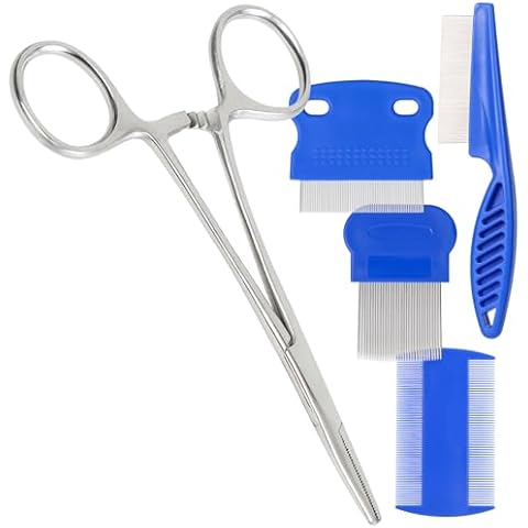 Dog Grooming Pet Ear/Nose Hair Puller Hemostat Forceps Locking Tweezers Clamp Pliers & Flea Comb for Cats and Dogs Cover