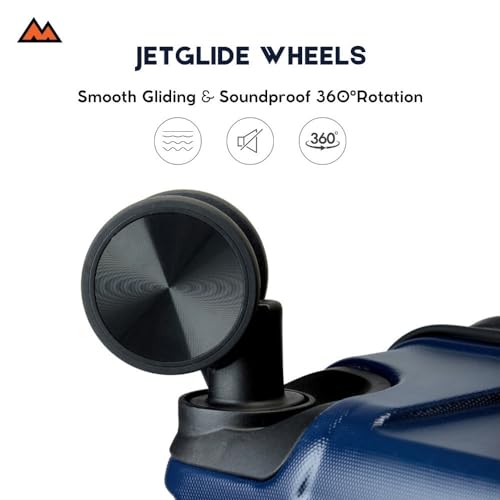 Image of MOVE-MEANT ROAMIFY Small Cabin Suitcase 55 CM 8 Wheels Number Lock Poly Carbonate Navy Blue Trolley Bag for Men & Women | 360 Degree Wheeling System Luggage | Trolley Bags for Travel