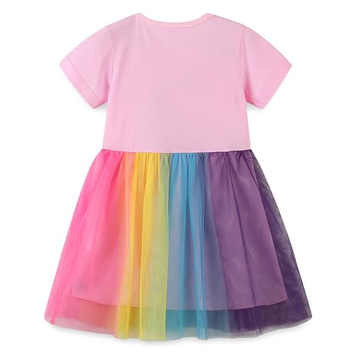 Toddler Little Girls Casual Dresses 2-Pack Cotton Crew Neck Graphic Cartoon Dress for 3-6 Years3