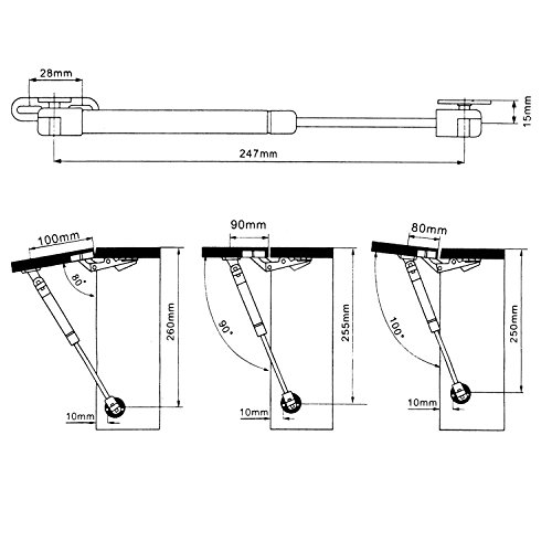 Stahlia Gasdruckfedern 150N (2 Stück) Klappenbeschlag Gasdruckdämpfer Türdämpfer Klappenhalter Gasfeder Dämpfer Kompressionsfeder Federdämpfer