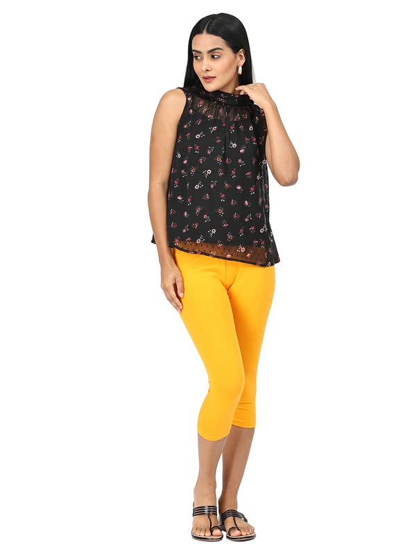 Image of Robinbosky Premium Stretchable Cotton Capri Legging for Women | Suitable for Formal wear & Casual wear | High-End Elastic Makes. The Leggings Squat Proof and Durable for Travel, Yoga, & Workout.