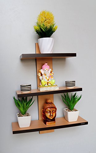 Image of Captiver Batten Engineered Wood Wall Mounted Home Decorative Shelf Racks Stands (Beech) Home Living Room Kitchen Office Multipurpose Display Bookshelf Bookshelves Bookends