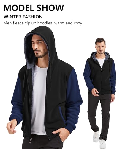 Image of GEEK LIGHTING Men's Fleece-Lined Zip Up Hoodie, Thick Hooded Jacket Winter Warm Athletic Sweatshirt