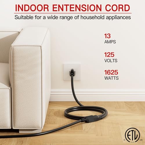 image for Skrizcable 16/3 Short Extension Cord 8 Inch 10 Pack, Black Extension C