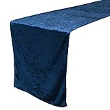 YOUR CHAIR COVERS - 14 x 108 inch Velvet Table Runner - Navy Blue, Velvet Table Runners for...