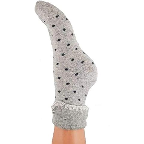 Women’s Luxurious Soft Fluffy Wool Blend Cuff/Sofa/Bed Socks - In 3 Colours with Spots Pattern - Size 4 - 7 - Grey with Black Spots Cover