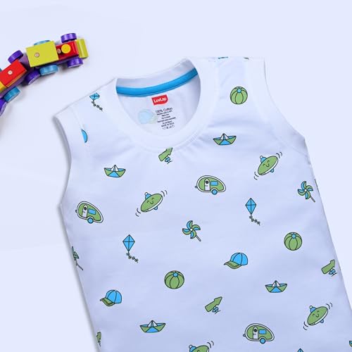 Image of LuvLap Baby Boys Regular Fit 100% Cotton Sleeveless Boys T-Shirt & Shorts Set Pack of 3