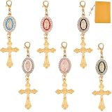 SUNNYCLUE 1 caja, 6 unidades, 6 colores, Dijes de Cruz con Cierre de Langosta, Dijes de Rosario Dorados, Crucifijo, Colgantes de Clip de Estilo Tibetano Vintage para la Fabricación de Joyas, Suministr