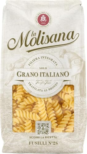 La Molisana, Fusilli n. 28, Pasta da Solo Grano Italiano - Trafilata al Bronzo, Ruvida e Tenace con Eccellente Tenuta in Cottura - Confezione da 500 g