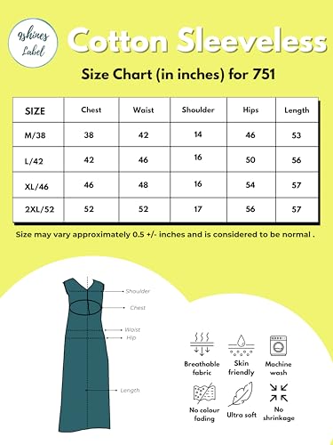 Image of 9shines Label Cotton Sleeveless Nighty | All Over Print Maxi Night wear for Women | Full Length Night Gown Night Dress for Women Stylish (Cotton Sleeveless 25)