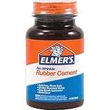 Elmer's No-Wrinkle Rubber Cement, Clear, Brush Applicator, 4 Ounce