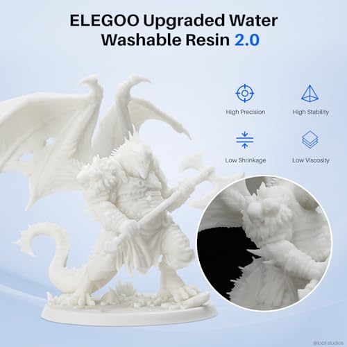 Image of ELEGOO Upgraded Water Washable Resin 2.0, White 1000G