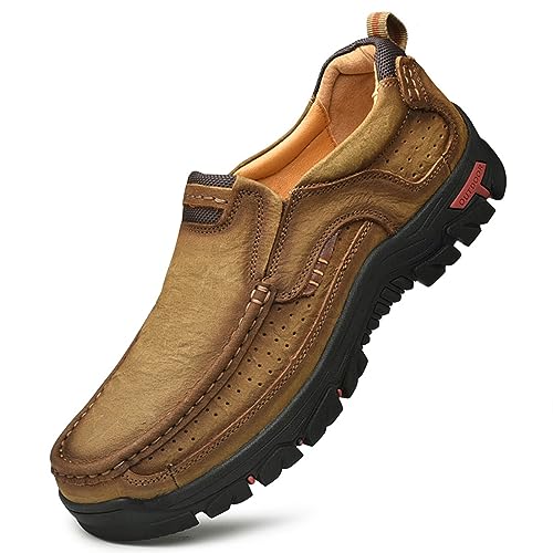 Men Casual Shoes Outdoor Leather Slip On Loafers Walking Shoes3