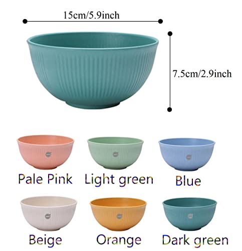 Wheat Straw Bowls Set 24 Oz,Unbreakable Large Cereal Bowls Set Of 6 Microwave And Dishwasher Safe Bpa Free And Reusable Lightweight Bowl For Rice Noodle Soup Snack Salad Fruit,Colored Cereal Bowls #TOP2