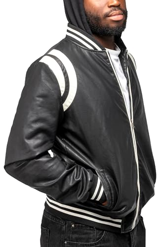 Image of X-Ray Men's Slim Fit Faux-Leather Moto Jacket with Removable Hood