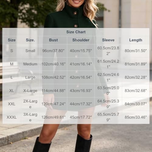 Womens Coat Stand Collar Mid Length Mid Length Jacket Fall Winter Outerwear - image 5