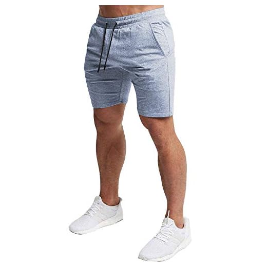 EVERWORTH Men's Casual Training Shorts Gym Workout Fitness Short Bodybuilding Running Jogging Short Pants Gray XL Tag 3XL
