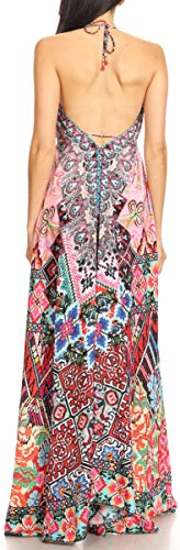Image of Sakkas Lizi Womens Maxi High-Low Halter Handkerchief Long Dress Beach Party