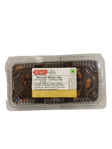 Muskan Premium Chocolate Walnut Cake II Handmade and freshly pekad (Pack of 2) 200g each