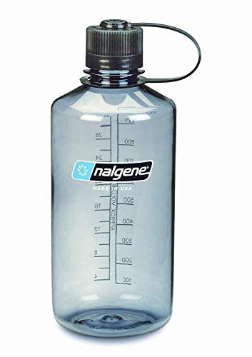 Nalgene Tritan 32 oz Narrow Mouth BPA-Free Water Bottle, Grey/Black