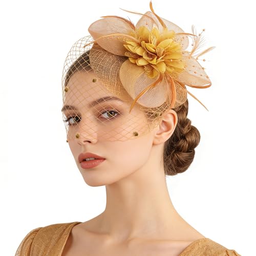 Image of DRESHOW Women Fascinator Hats Tea Party Hat Vintage Pillbox Hat Headband for Cocktail