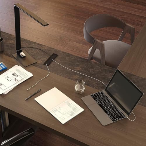 Cable management rigide Merida, passe-câble en aluminium brossé 45 x 450 mm